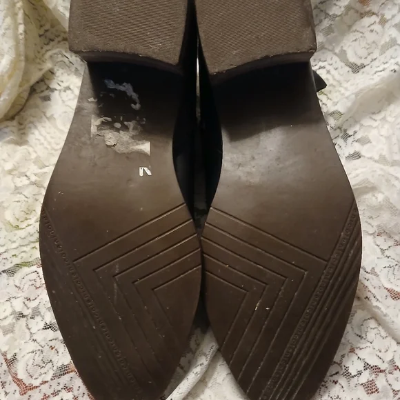 Nicole Black Leather Ankle Boots Zipper Side Sz 9 1/2M - Picture 6 of 10